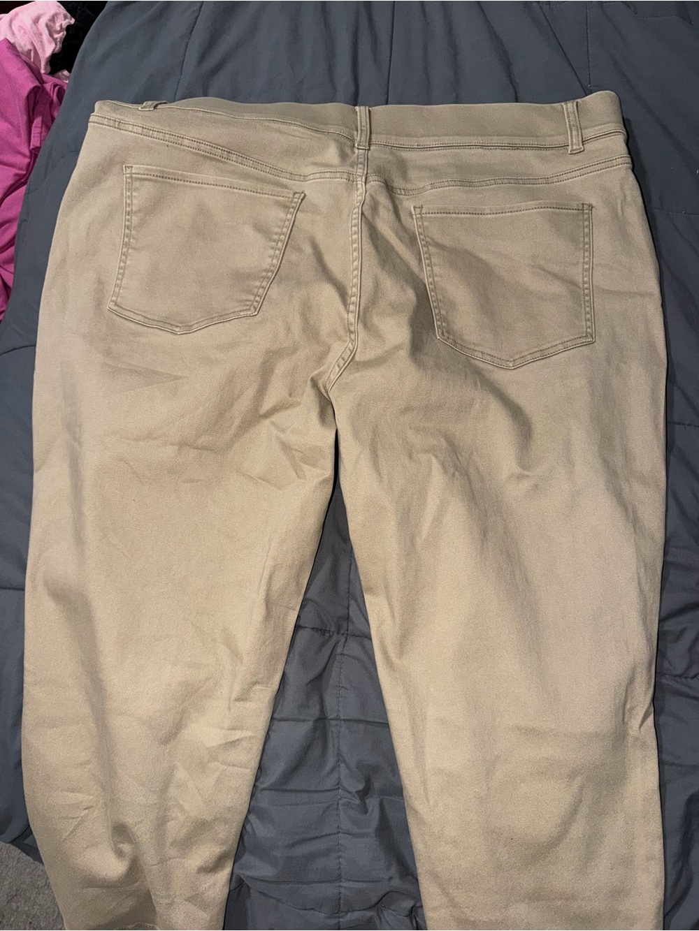 Woman Khaki Stretch Straight Fit Pants - Picture 2 of 4